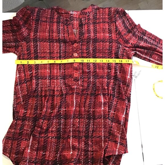 KIM ROGERS- WOMEN RED/WHITE BUTTON FRONT 3/4 SLEEVE SHIRT SIZE SMALL - Picture 6 of 8